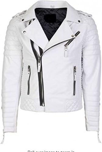 OutFit11 Men's Lambskin Leather Jacket White X-Large