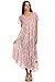 Sakkas 15802 - Lila Freckled Dyed Cap Sleeve Scoopneck Long Caftan Dress / Cover Up - Mauve - OS