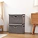 Large Foldable Storage Box Bin with Lids[2-Pack] NO Smell Stackable Linen Fabric Storage Container Organizers with Handles for Home Bedroom Closet Nursery Office (Gray Color)