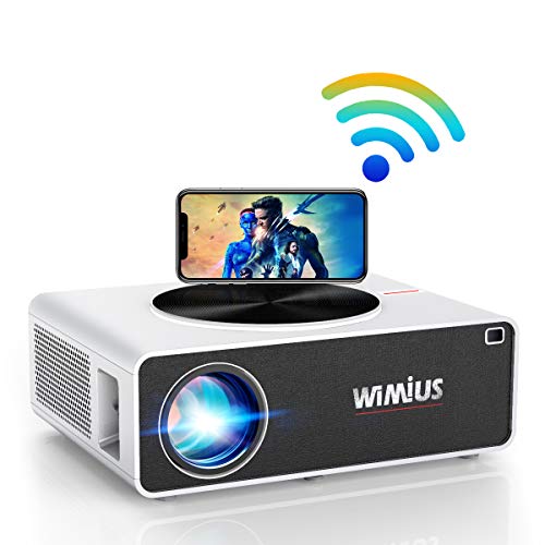 Proiettore WiFi,WiMiUS 7500 Lumen Videoproiettore Full HD Nativa 1920x1080P LED Proiettore Supporto 4K Schermo 300" per Home Cinema Theater Compatibile con Smartphone,Fire Stick,TV Stick, PC,PS4