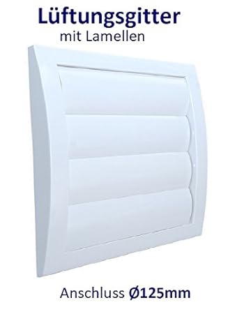 Lüftungsgitter mit beweglichen Lamellen Jalousie Abschlussgitter Rückstauklappe Verschlussklappe. ABS-Kunststoff. VCD. (Ansch