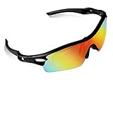 Polarized Sports Sunglasses, Poshei P03 Unbreakable Frame Sun Glasses with Multi-functional Lenses for Men Women Cycling Baseball Running Biking Glasses