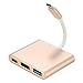 ONCHOICE USB-C Hub Digital AV Multiport Adapter USB3.1 Type-C to 1 HDMI 1 USB 3.0 port PD hubs 1 charging power delivery port Aluminum Housing for 12inch Apple New MacBook gold