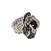 Lavencious Flower Shape CZ & Rhinestone Cocktail Stretch Ring Party Ring for Women (Black)