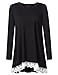 AMZ PLUS Women Plus Size Casual Long Sleeve Loose Lace Tops Tunic Blouses Black 4XL