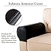 Subrtex Spandex Stretch PU Faux Waterproof Armrest Covers Set of 2 (Black Leather)