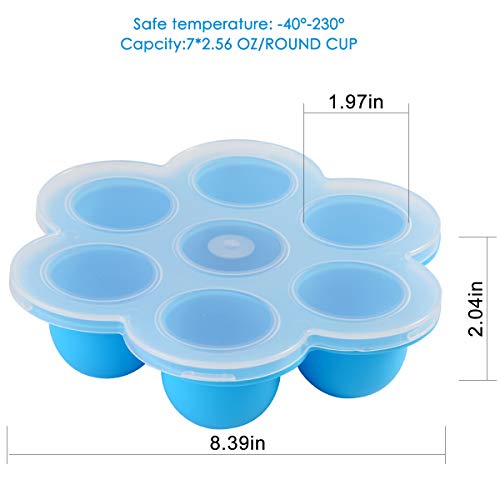 Silicone Egg Bites Molds Reusable Food Storage Container Baby Food Freezer with Lid Instant Pot Pressure Cooker Accessories (Blue) - Thumbnail 2