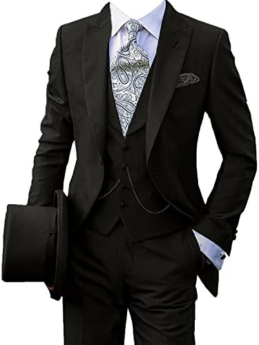 Pretygirl Men's 3-Piece Business Suits Groom Tuxedos Slim Mens Wedding Suits Formal Business Blazer