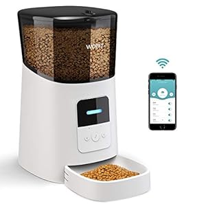 WOPET 6L Automatic Cat Feeder, WiFi Automatic Dog Feeder with APP Control for Remote Feeding, Cat Food Dispenser with Low Food Sensor and Voice Recorder, Up to 15 Meals Per Day