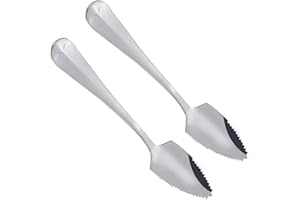 générique Stainless Steel Fruit Spoons with Serrated Edge Long Handle Grapefruit and Dessert Spoon Teaspoons Easy Operation