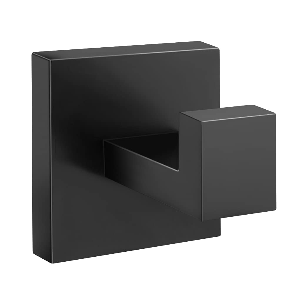 Homovater Wall Mounted 304 Stainless Steel Black Bathroom Single Towel Robe Hook Coat Hanger