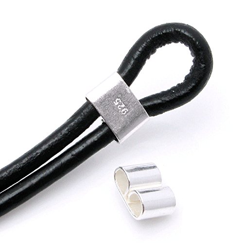 4 pcs .925 Sterling Silver 2mm Leather Cord Binder Bead/Findings/Bright