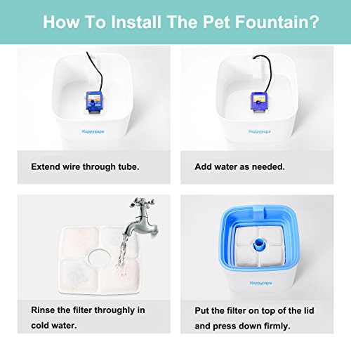 [Newest 2018 Upgraded] Cat Fountain 2.5L Healthy and Hygienic Pet Fountain Ultra Quiet Cat and Dog Flower Fountain Suit for Cats Dogs Birds and Small Animals (Blue) - Thumbnail 7