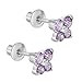 Rhodium Plated Small Purple CZ Butterfly Safety Screw Back Earrings for Babies, Infants, Toddlers, and Little Girls 5mm - Gorgeous Cubic Zirconia Purple Butterfly Studs for Young Girls