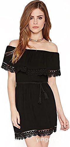 Women Summer Wear off Shoulder Strapless Short Lace Mini Dress (XXL)