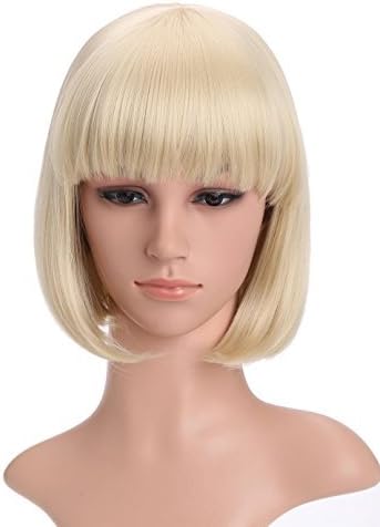 LOUISE MAELYS Ladies Candy Color Straight Flat Bang Short Bob Hair Cosplay Wigs