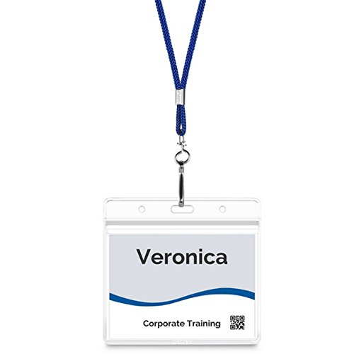 MIFFLIN Lanyard with Horizontal ID Holder + Paper Inserts 3-Piece Kit, (Royal Blue, 3x4", 25 Pack) - Thumbnail 3