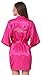 Joytton Women's Satin Kimono Robe with Embroidered Maid of Honor Fuchsia XL