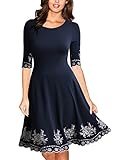 Miusol Women's Casual Scoop Neck Embroidered Party Swing Dress