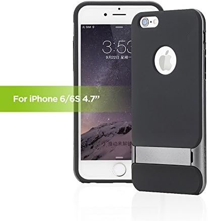 iPhone 6S Case, Simpiz Rock Slim Fit Soft Mobile Cover Skin with Hard Stand and Frame for iPhone 6 and iPhone 6S 4.7" (Black)