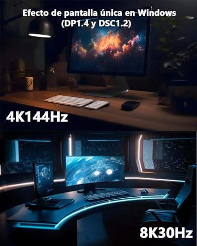 WAVLINK Laptop Docking Station Triple Display (Single 8K@30Hz/4K@144Hz), USB C Dock 125W PD3.1 Pass-Through, 2*HDMI, DP, Ethernet, SD/TF, for Windows