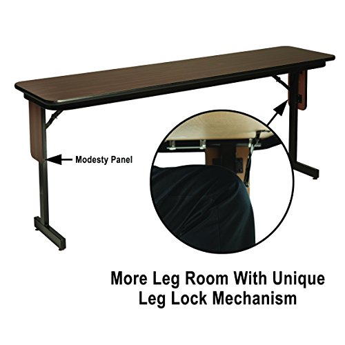 Correll SP2460PX-01 High Pressure Laminate Classroom, Training or Seminar Table with Folding Panel Leg, Rectangular, 24"x60", Seats 2, Walnut