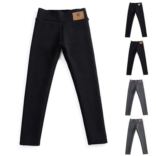 Angxiwan Black Ribbed Leggings Fleece Lined Leggings for Women UK High Waisted Gym Graphic Print Workout Gym Yoga Pants Thermal Thick Fleece Lined Womens with Pockets