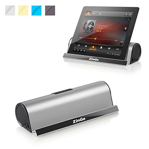 [One Week Deal] ZinGo Portable Wireless Bluetooth Speaker 10 Hours Playtime Stainless Aluminum Shell with Stand Dock,for Tablet Iphone, Ipad, Kindle, Ipod, Samsung, and All Other Smartphones Silver