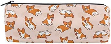 JERECY Corgi Dog Pattern Pencil Case Pouch Bag School Stationery Pen Box Zipper Cosmetic Makeup Bag