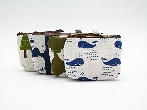 Canvas Small Coin Purse,Xinwins Cash Bag Zipper Wallets for Women and Kids, Pack of 4
