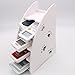 Coideal White Remote Control Holder Caddy - Small Desktop Organizer 4 Compartment Plastic-wood Pen Pencil Holder with Foot Pattern ​for Office Bedroom
