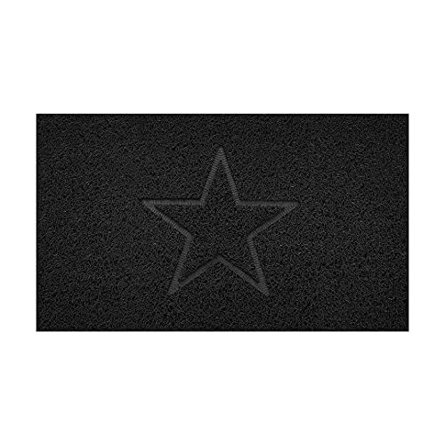 Nicoman Embossed Spaghetti Door Mat Dirt-Trapper Jet-Washable Doormat 70x43cm (Black, STAR Shape) - Use on Carpet ONLY