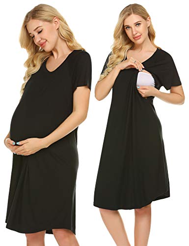 Ekouaer 3 in 1 Delivery/Labor/Nursing Nightgown Women's Maternity Hospital Gown/Sleepwear for Breastfeeding
