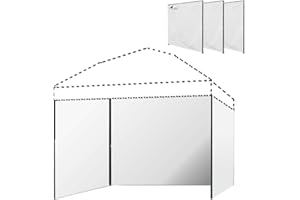 MQOUTDOOR 10x10 Pop up Canopy Wall Tent Sidewalls, Outdoor Waterproof Canopies Side Walls 3 Pack White with Silver Coated