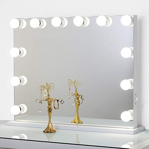 Toyswill Frameless Hollywood Vanity Mirror, LED Illuminated Makeup Mirror with Dimmable Bulbs,Tabletop and Wall Mouted Lighted Cosmetic Mirror, (6580)
