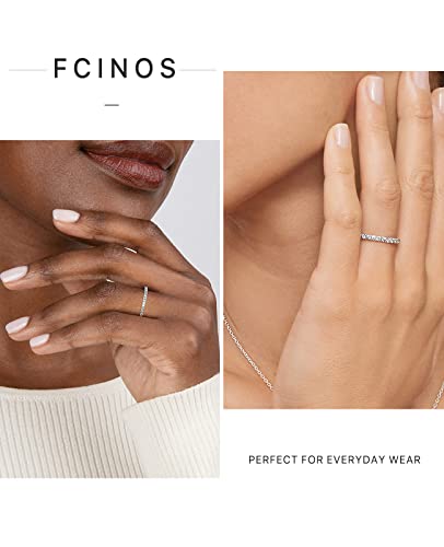 FCINOS Half Eternity Ring for Women, S925 Moissanite Stackable Engagement Ring, Promise Wedding Bands Sterling Silver Ring, Clarity Unisex Diamond Simulated Anniversary Rings