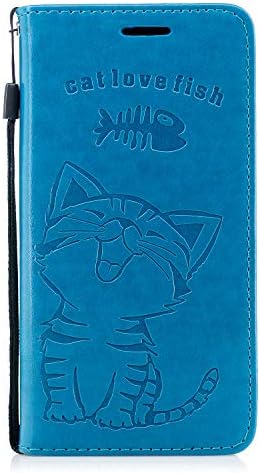 Folio Case for iPhone XR, FBNK Leather Flip Notebook Wallet Cover Automatic Suction Cat Fish Kickstand Card Holder ID Slot Cash Pocket TPU Bumper Protective Skin Case