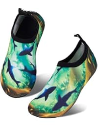 Kids Water Swim Shoes Barefoot Aqua Socks Shoes Quick Dry Non-Slip Baby Boys & Girls (Shark, 34/35)