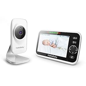 Video Baby Monitor with Camera and Audio, 5″ Color LCD Screen, HelloBaby Monitor Camera, Infrared Night Vision, Temperature Display, Lullaby, Two Way Audio and VOX Mode