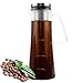 Cold Brew Coffee Maker | Coffee &Tea Pitcher, Tea Infuser, 1.0L / 34oz Glass Carafe, BPA Free, Odor & Stain Free, Ergonomic Spout, Removable Stainless Steel Filter.
