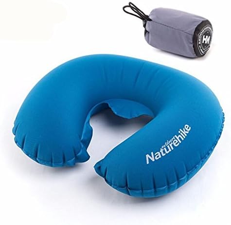 Ubens Inflatable Travel Pillow Portable U Shaped Pillow Travel for Travellers Airplane Flights Car Train, Neck Pillow Neck Support for Travelling Sleeping Camping Outdoor Office Midday Rest (Blue)
