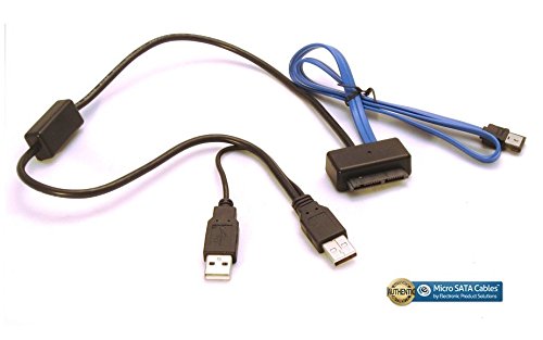 Micro SATA 1.8" USB 5V and 3.3V Power with eSATA Blue Cable