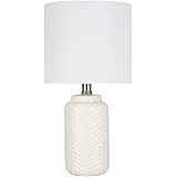 Amazon Brand – Ravenna Home Chevron-Patterned Table Lamp, Bulb Included, 15"H, Cannoli Cream