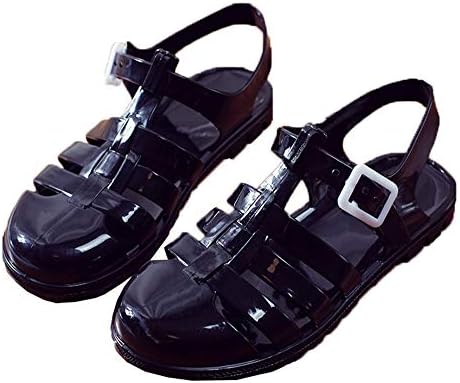 Yehopere Women's Jelly Sandals T-Strap Slingback Flats Clear Summer Beach Rain Shoes