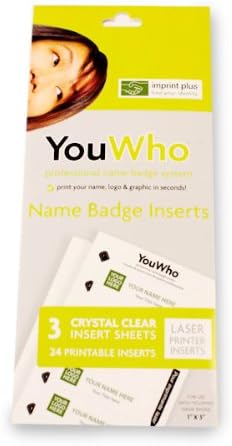 YouWho Professional Name Badge Insert Sheet Pack (Crystal Clear/Laser)