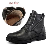 Tebapi Mens Backpacking Boots Big Size 38-47 Men Boots Genuine Leather Winter Boots Shoes Men Warm Furry Boots Men Fashion Ankle Snow Boots for Men Black No Fur 9