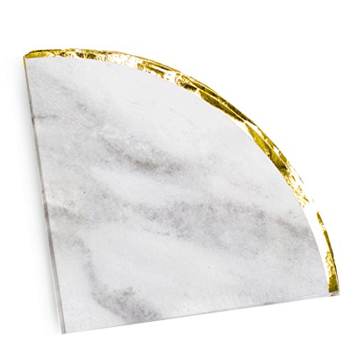 Sugar & Cloth Round Paper Dinner Napkins, Marble with Gold Edge, 32 Count