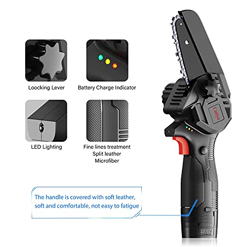 Mini Chainsaw Cordless, 4-inch Electric Portable Chainsaw with 2pcs Lithium Batteries Pruning Shears Chainsaw, One-hand… - Image 8
