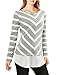 Allegra K Women Layered Tunic Top in Striped and Chevron Print S Grey