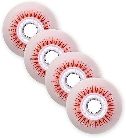 Led Luminous Inline Skates Replacement Wheels 72mm (Pack of 4) Red